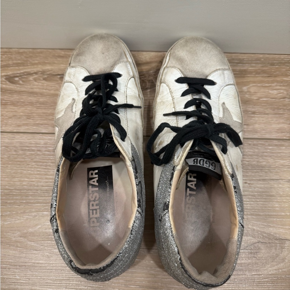 Golden Goose White and Gray Sneakers